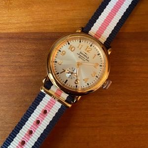 Shinola 36 mm Runwell in Rose Gold with two watch bands
